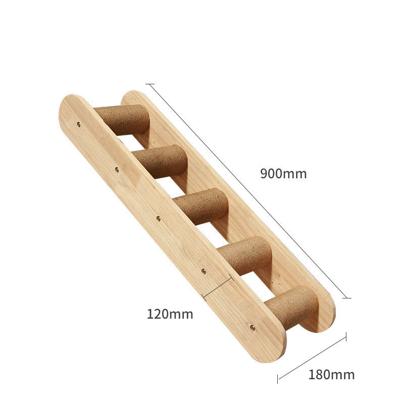 Wall-Mounted Cat Climbing Frame — Solid Wood
