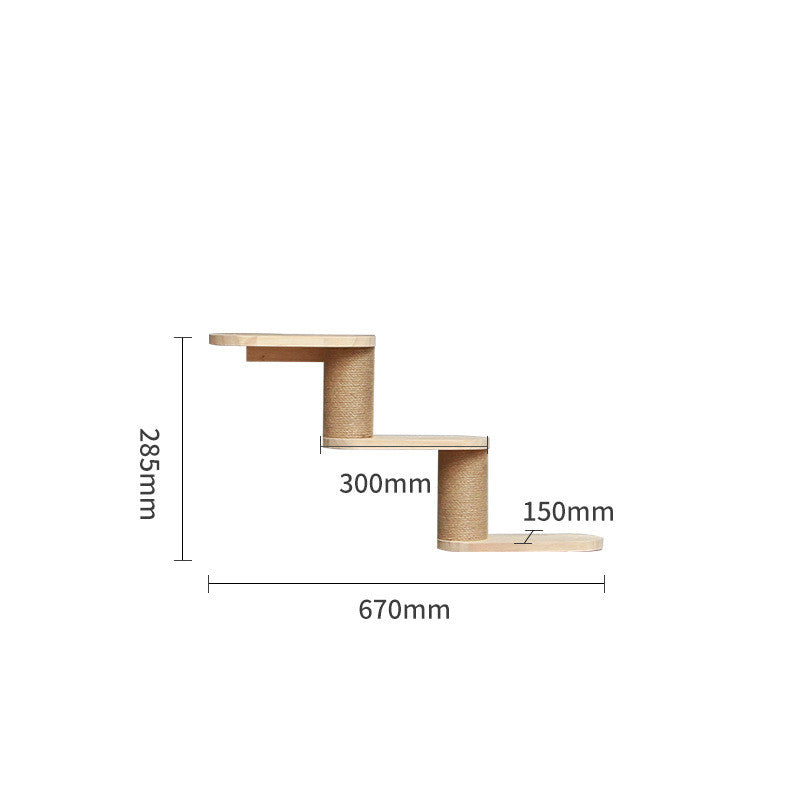 Wall-Mounted Cat Climbing Frame — Solid Wood