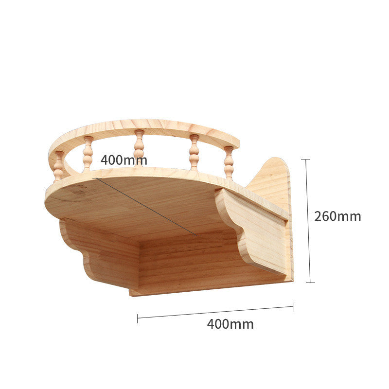 Wall-Mounted Cat Climbing Frame — Solid Wood