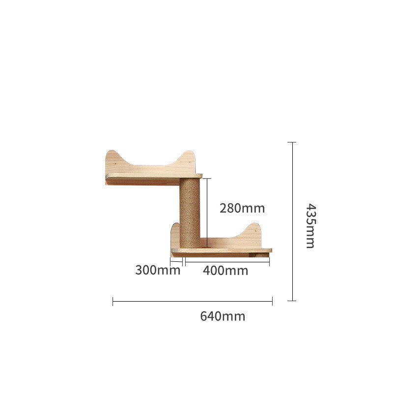 Wall-Mounted Cat Climbing Frame — Solid Wood
