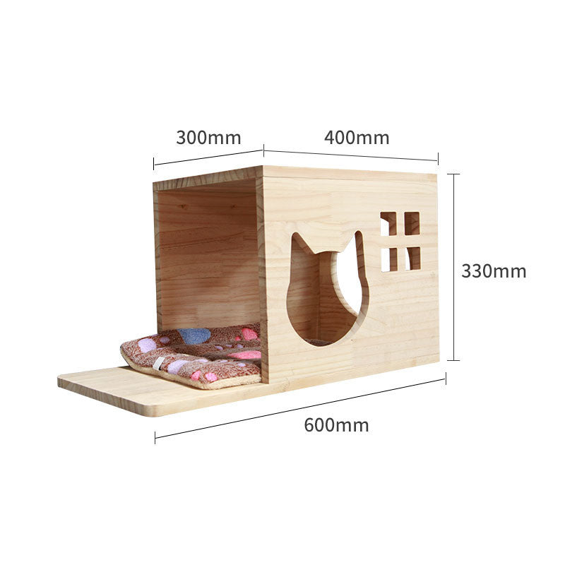Wall-Mounted Cat Climbing Frame — Solid Wood