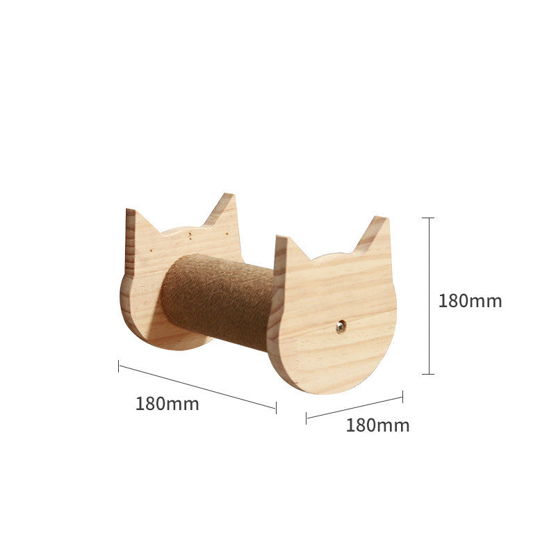 Wall-Mounted Cat Climbing Frame — Solid Wood