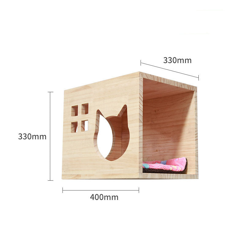 Wall-Mounted Cat Climbing Frame — Solid Wood