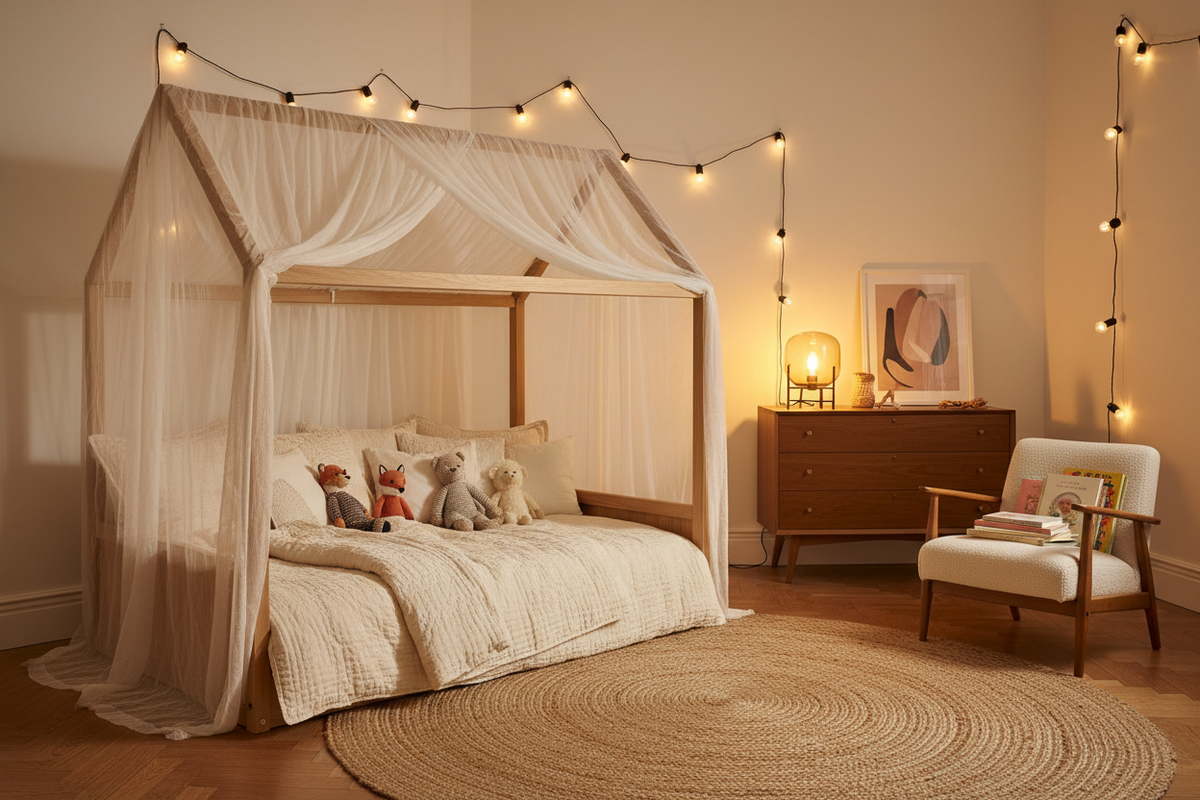 Montessori House Bed with Canopy Net